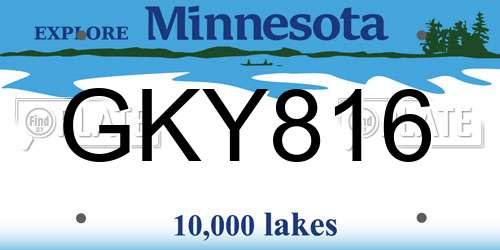 GKY816 Minnesota License Plate
