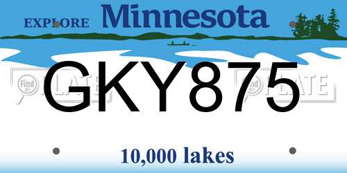 GKY875 Minnesota License Plate