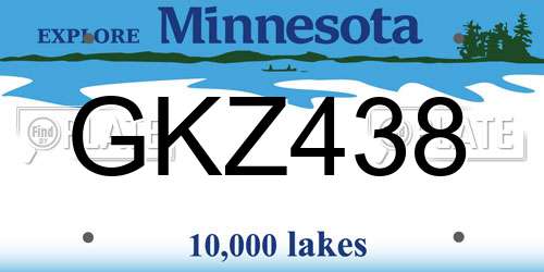 GKZ438 Minnesota License Plate