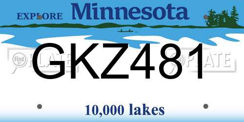 GKZ481 Minnesota License Plate