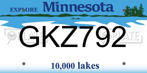 GKZ792 Minnesota License Plate
