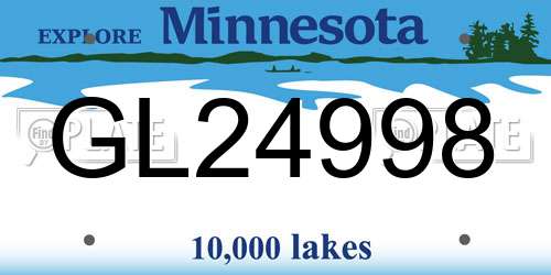 GL24998 Minnesota License Plate