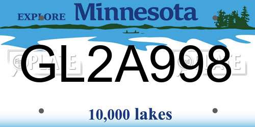GL2A998 Minnesota License Plate