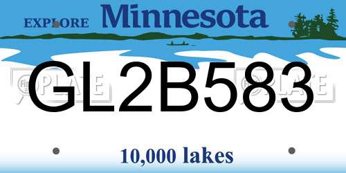 GL2B583 Minnesota License Plate