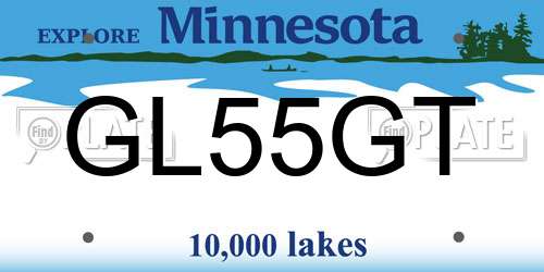 GL55GT Minnesota License Plate