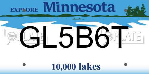 GL5B6T Minnesota License Plate