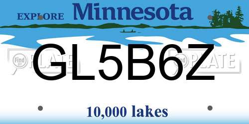 GL5B6Z Minnesota License Plate