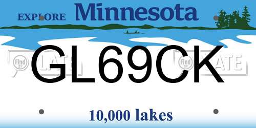 GL69CK Minnesota License Plate