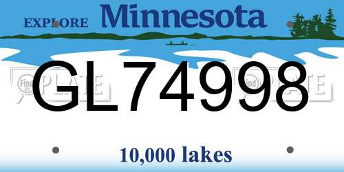 GL74998 Minnesota License Plate