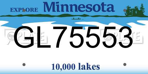 GL75553 Minnesota License Plate