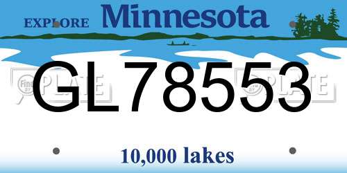 GL78553 Minnesota License Plate