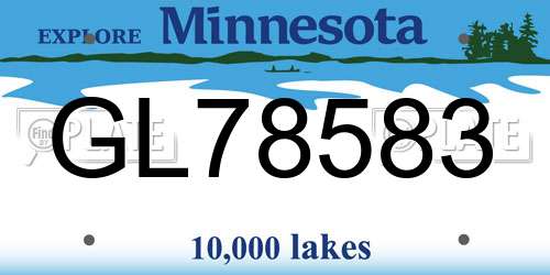 GL78583 Minnesota License Plate