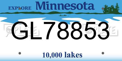 GL78853 Minnesota License Plate