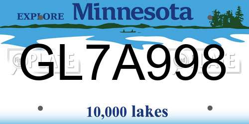 GL7A998 Minnesota License Plate