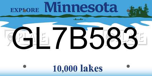 GL7B583 Minnesota License Plate