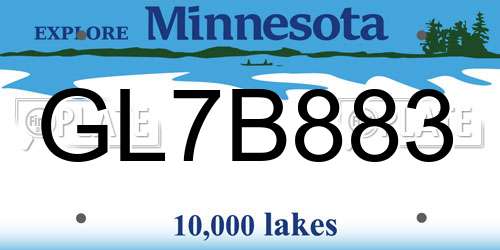 GL7B883 Minnesota License Plate