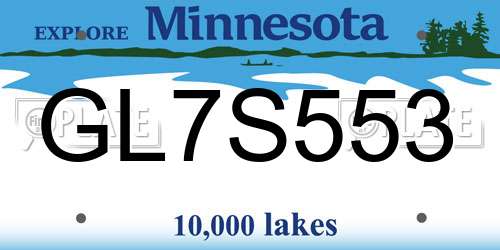 GL7S553 Minnesota License Plate