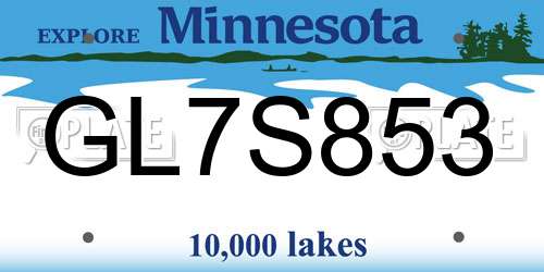 GL7S853 Minnesota License Plate
