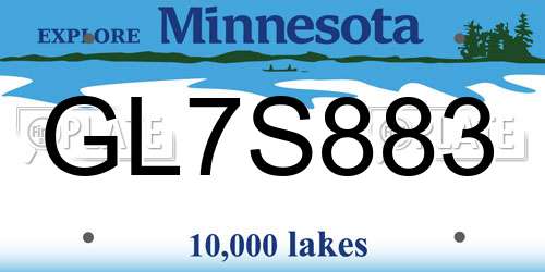 GL7S883 Minnesota License Plate