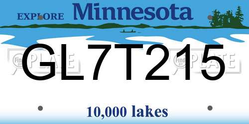 GL7T215 Minnesota License Plate