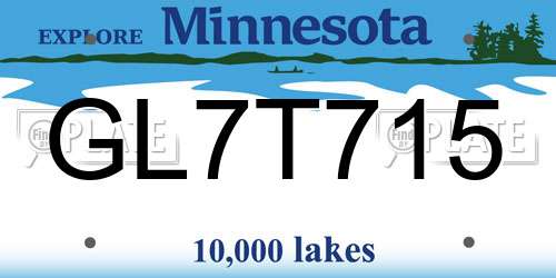 GL7T715 Minnesota License Plate