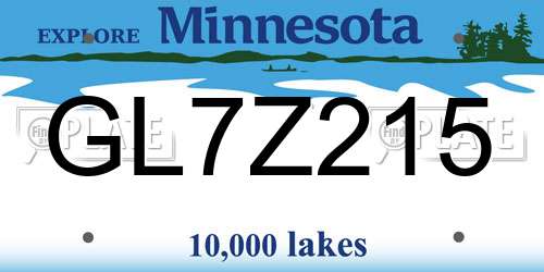 GL7Z215 Minnesota License Plate