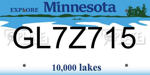GL7Z715 Minnesota License Plate