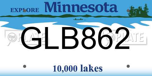 GLB862 Minnesota License Plate