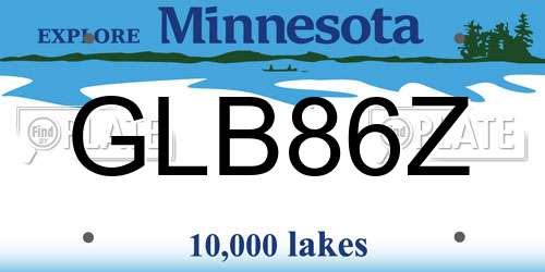 GLB86Z Minnesota License Plate