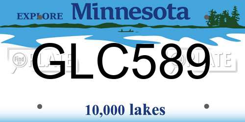 GLC589 Minnesota License Plate