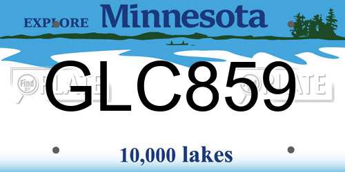 GLC859 Minnesota License Plate
