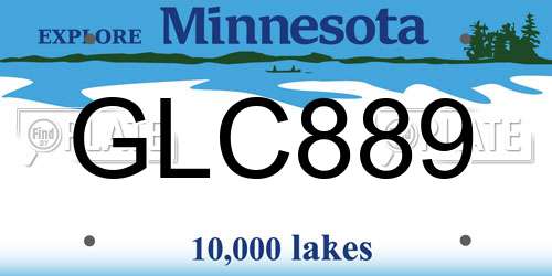 GLC889 Minnesota License Plate