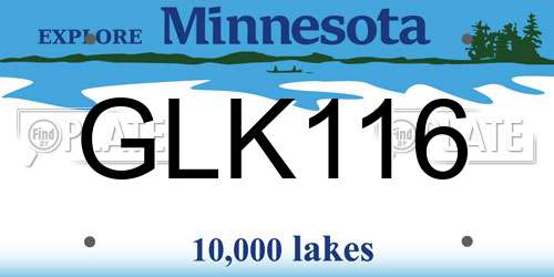 GLK116 Minnesota License Plate