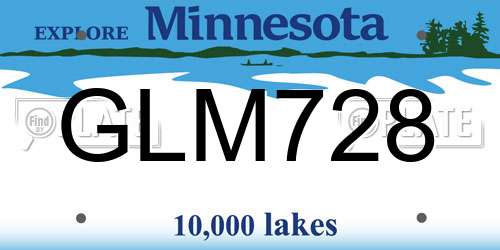 GLM728 Minnesota License Plate