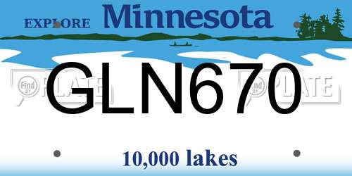 GLN670 Minnesota License Plate