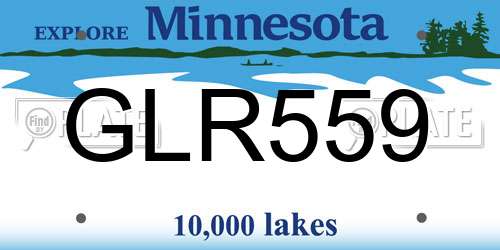 GLR559 Minnesota License Plate