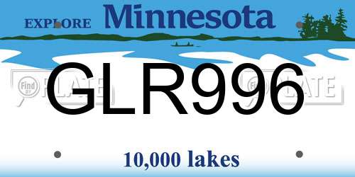 GLR996 Minnesota License Plate