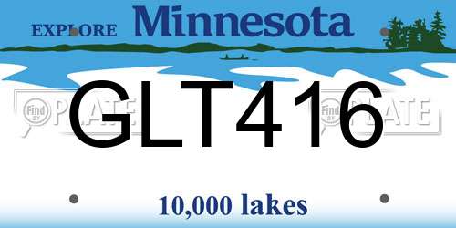 GLT416 Minnesota License Plate