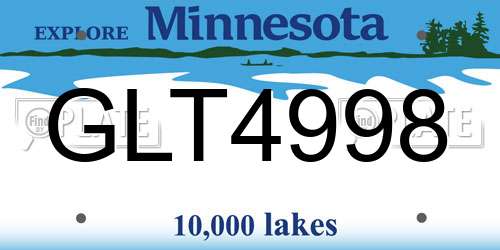 GLT4998 Minnesota License Plate