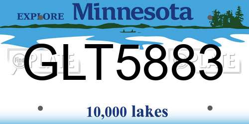 GLT5883 Minnesota License Plate