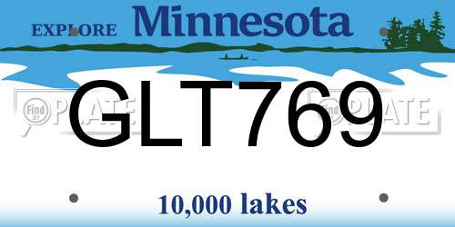GLT769 Minnesota License Plate