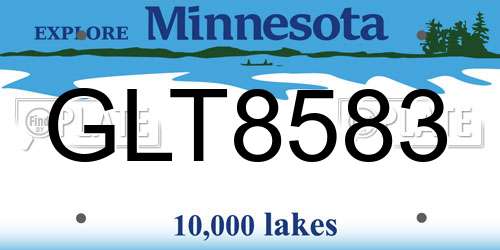 GLT8583 Minnesota License Plate