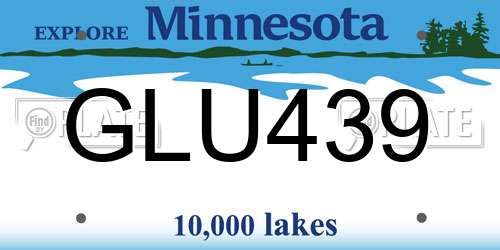 GLU439 Minnesota License Plate