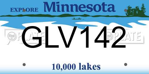 GLV142 Minnesota License Plate