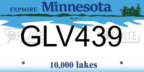 GLV439 Minnesota License Plate