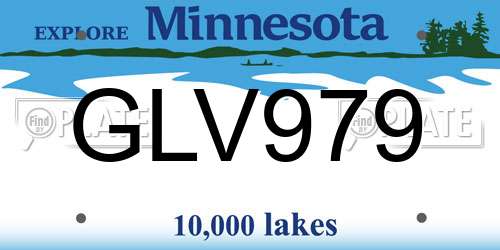 GLV979 Minnesota License Plate