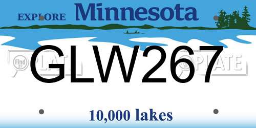 GLW267 Minnesota License Plate