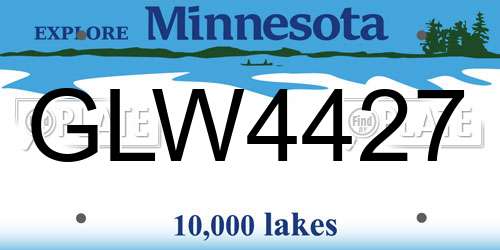 GLW4427 Minnesota License Plate