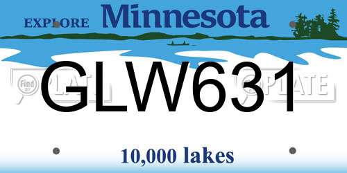 GLW631 Minnesota License Plate