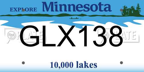 GLX138 Minnesota License Plate